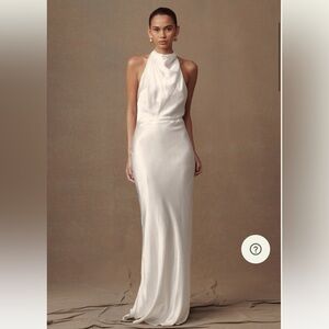 MESHKI- Esther Iridescent Satin Cowl Maxi Dress - Ivory